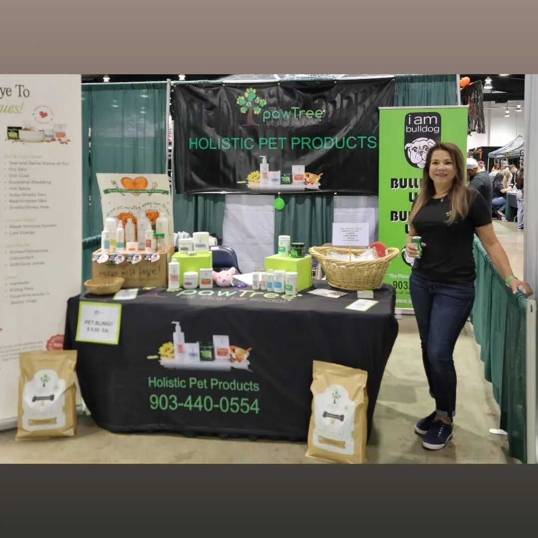 Eva shown here with her line of holistic and healthy pet products.